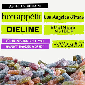 Rotten Gummy Cruncheez Worms texture close-up reveals chewy-crunch balance