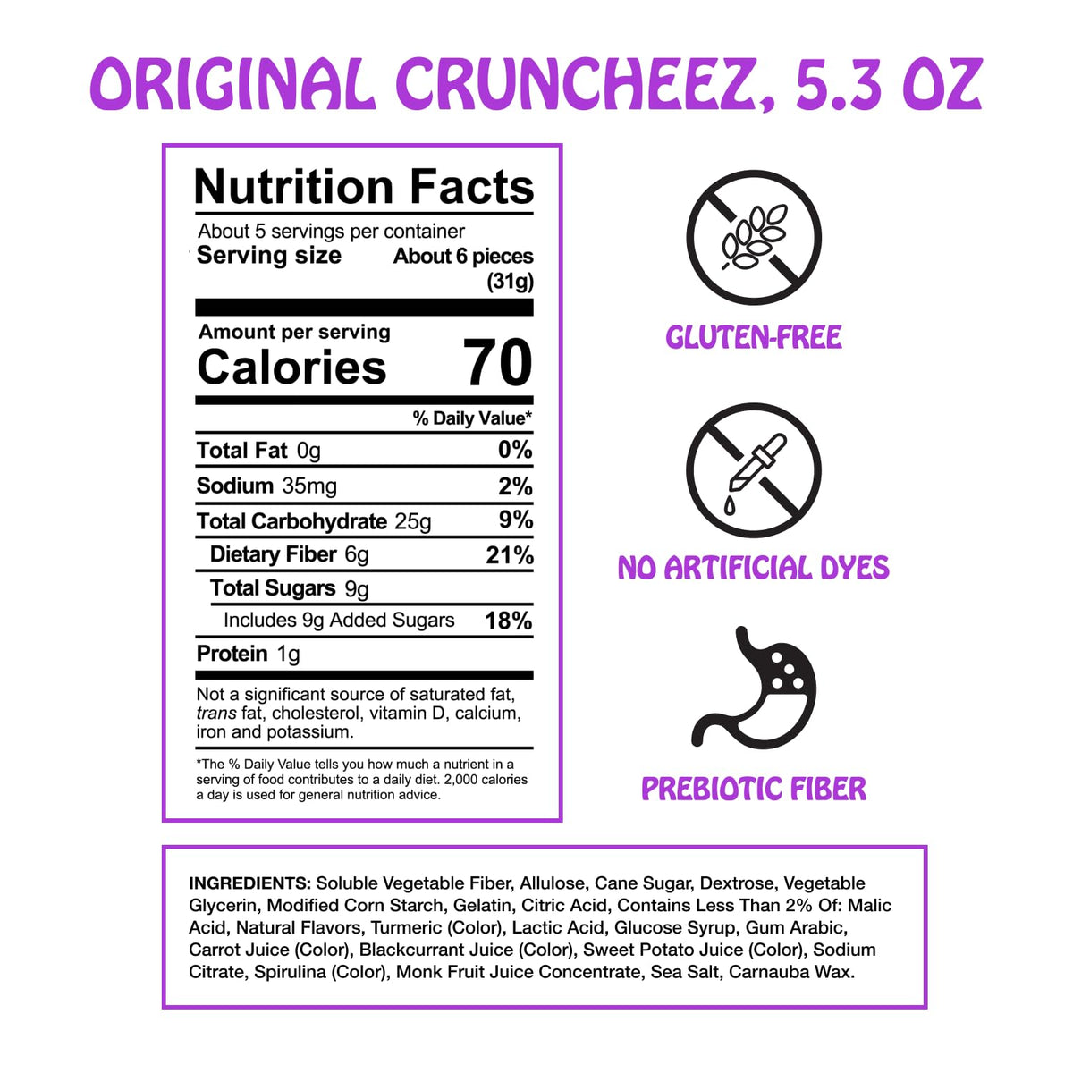 Rotten Original Gummy Cruncheez Scary Cherry snack with low sugar and a fiber boost.