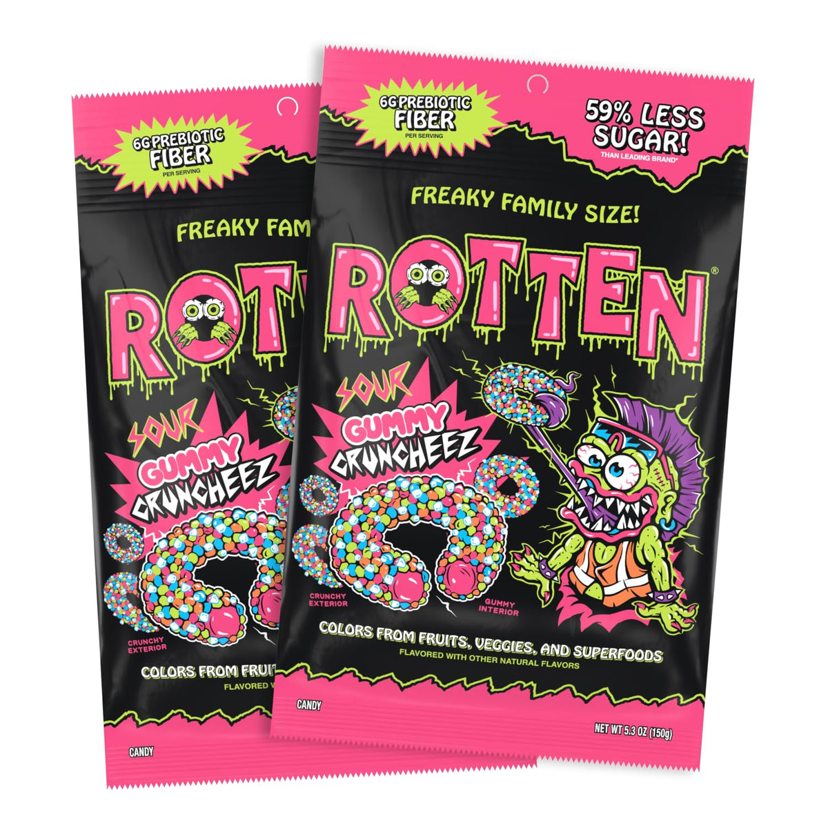 Rotten Sour Gummy Cruncheez 2-pack front view for sharing