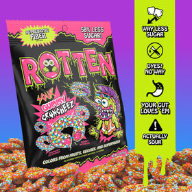 Rotten Scary Cherry gummies showcased with vibrant color and zest.