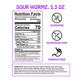 Rotten Sour Gummy Worms bag side showing compact, on-the-go snack appeal