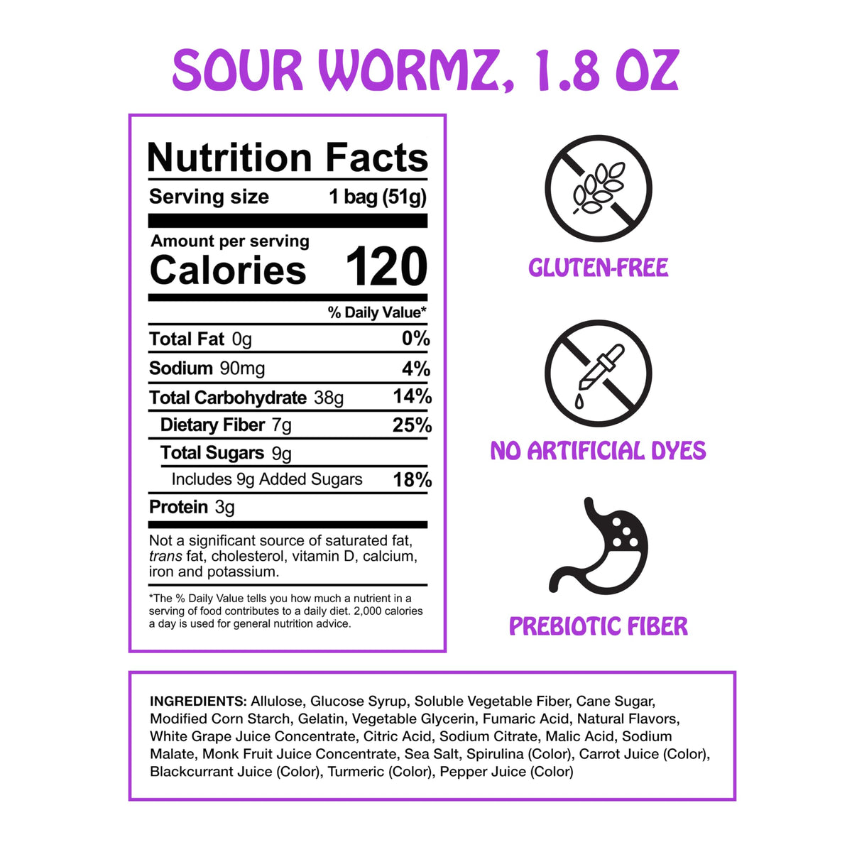 Rotten Sour Gummy Worms messy mandarin - delicious tang with 3g protein and gut-friendly fiber.