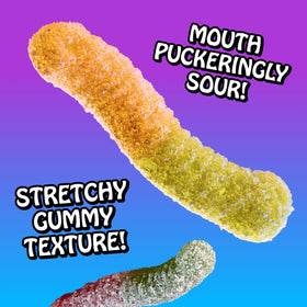 Rotten Sour Gummy Worms pack open, convenient two-pack for sharing