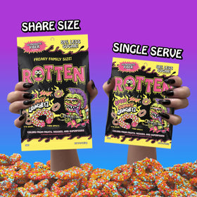 Rotten Spicy Sour Gummy Cruncheez natural colors from fruits and vegetables.