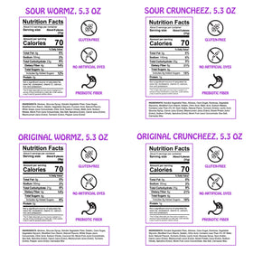 Rotten Variety Gummy Cruncheez Worms pack shot shows four-pack sharing option
