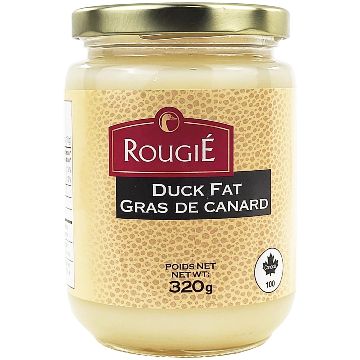 Rougie duck fat jar close-up showing silky texture for roasting potatoes.