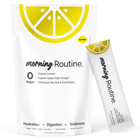 ROUTINE Morning Daily Hydration lemon packets: fast, on-the-go hydration to start your day.
