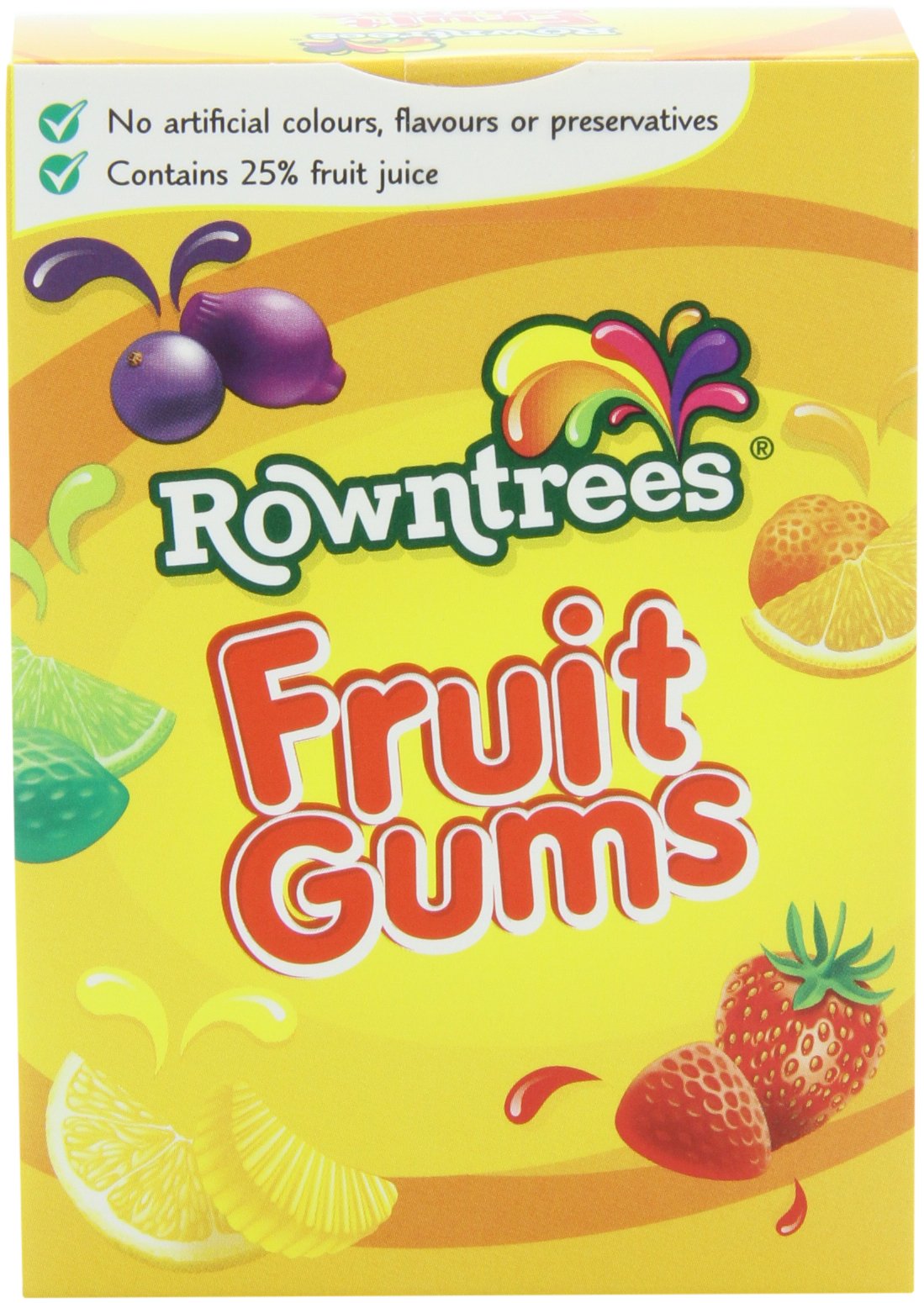 Rowntree's Fruit Gums 120g pack 6 – side view, colorful flavors ready to enjoy
