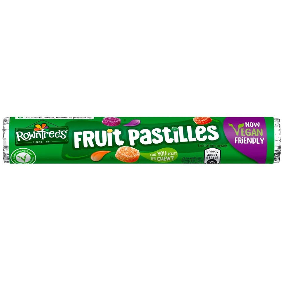 Rowntree's Fruit Pastilles pack shot showcasing vivid flavors for sharing and delight