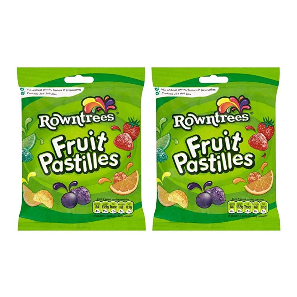 Rowntrees Fruit Pastilles bag 143g with assorted flavors for quick snacking