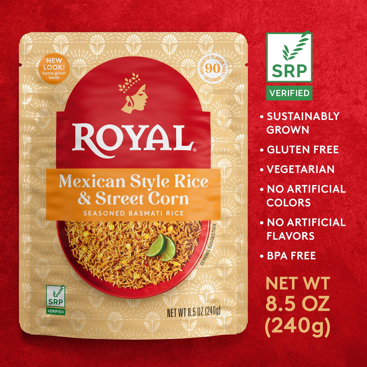 Royal Basmati long-grain aroma steaming from the pouch for easy serving