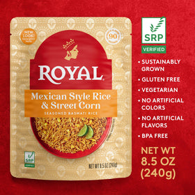 Royal Basmati long-grain aroma steaming from the pouch for easy serving