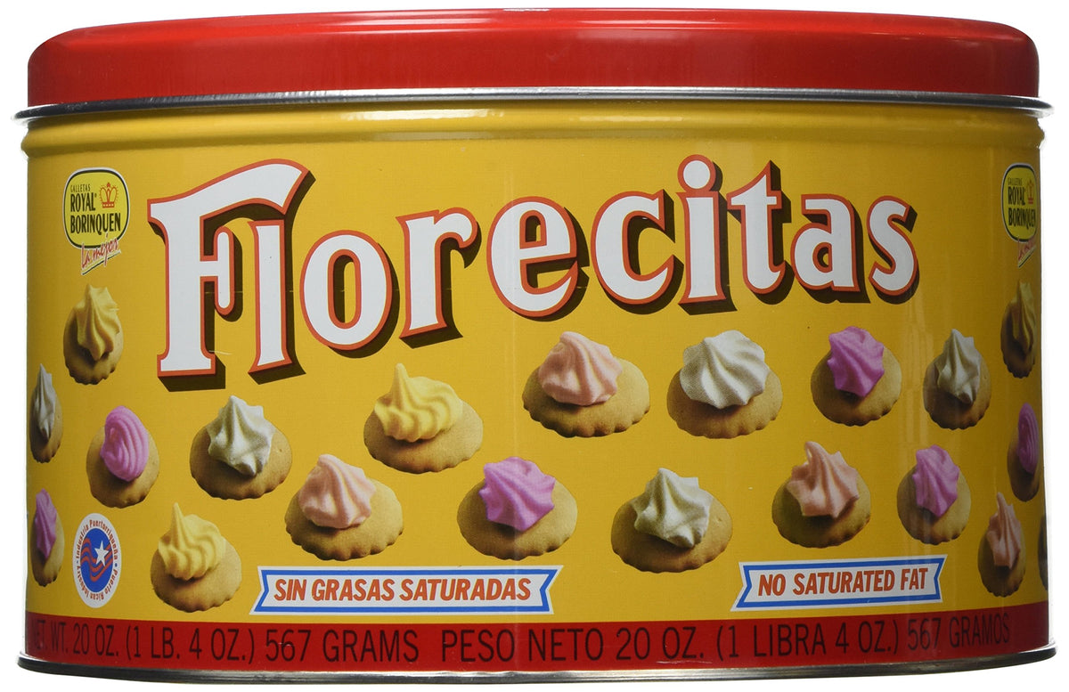 Royal Borinquen Florecitas Iced Gems Cookies in a 20 oz package, ideal for celebrations.
