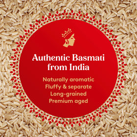 Royal brown basmati rice cooking on stove top, producing perfect fluffy grains.