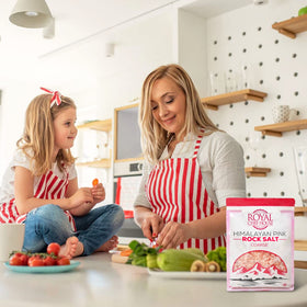 Royal Chef House Himalayan Pink Salt kitchen-uses overview for meats and vegetables.