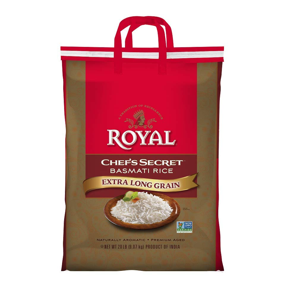 Royal Chef's Secret Basmati Rice bag with extra-long grains for premium pilafs