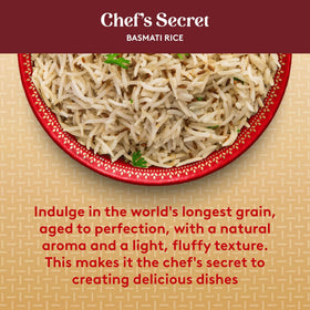Plated pilaf featuring Royal Basmati rice with fluffy, separate grains