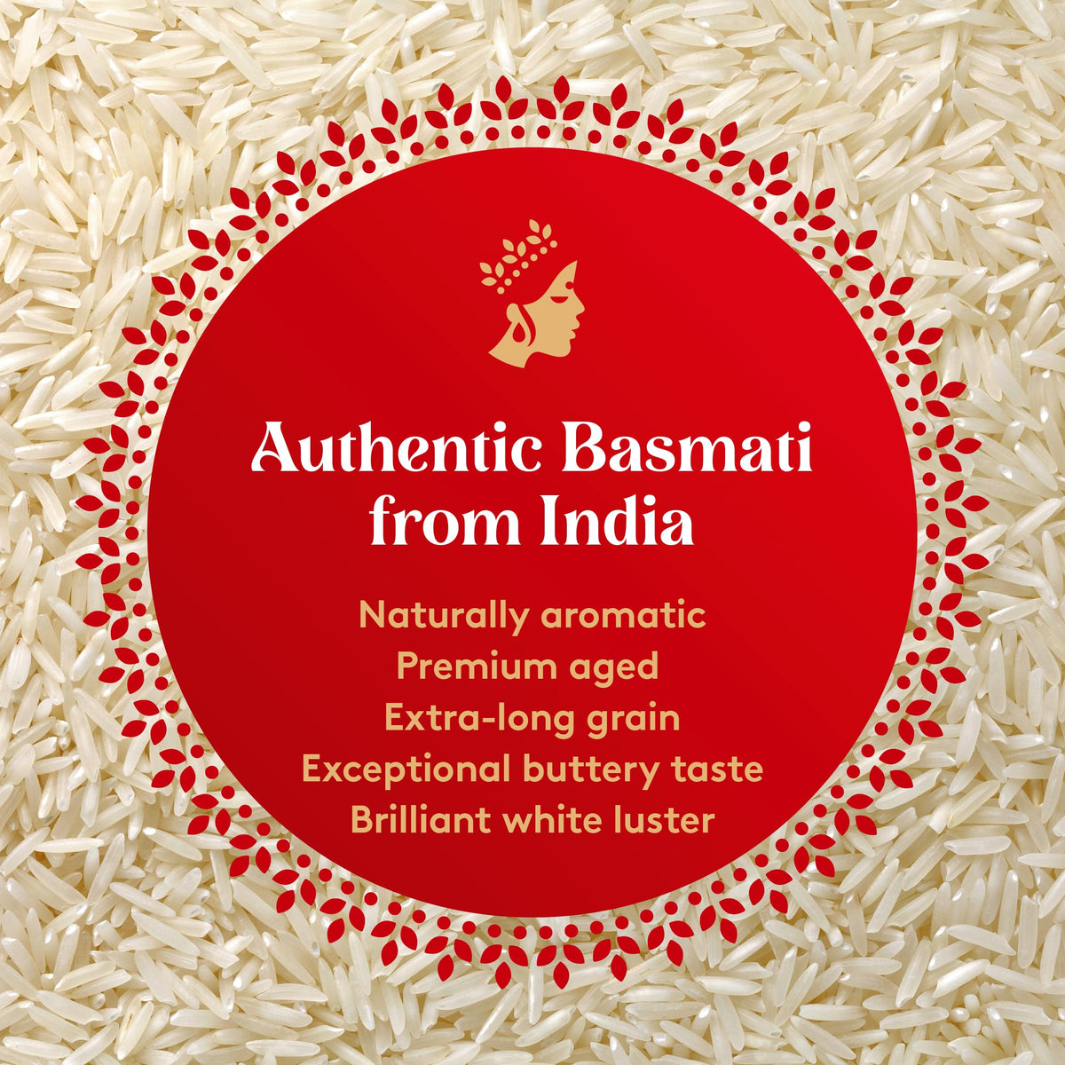 Raw long grains of Royal Basmati rice ready to soak and simmer
