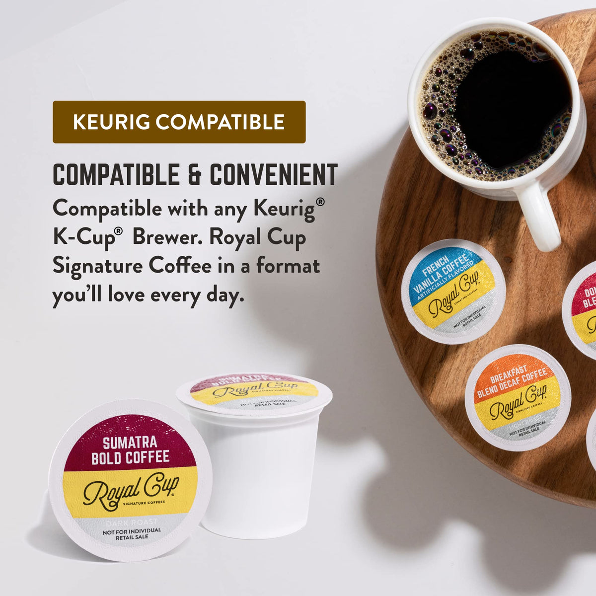 Royal Cup Signature capsules with strong espresso aroma for a bold morning.