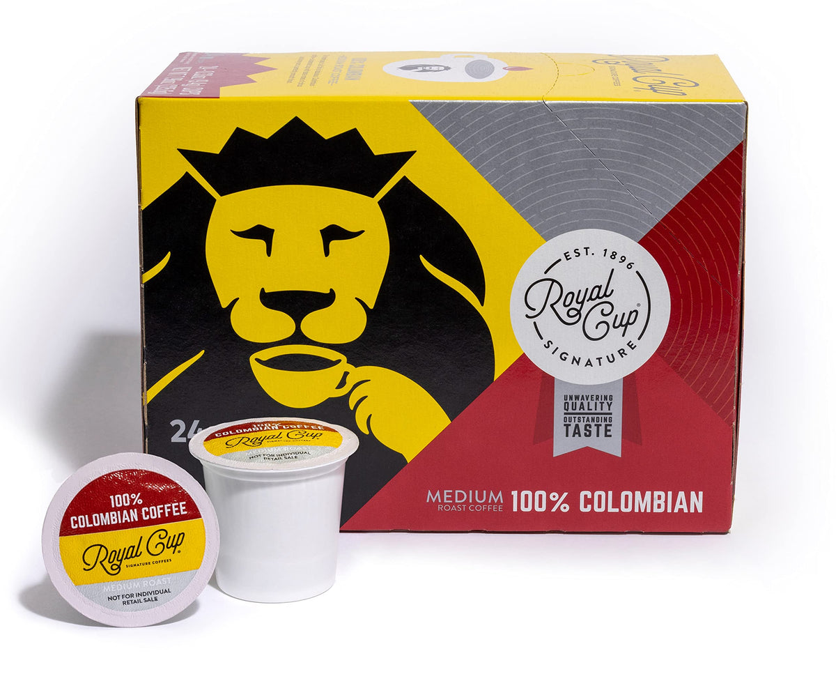 ROYAL CUP SIGNATURE coffee pods 24-pack provide fast, premium mornings.