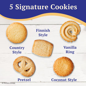 Royal Dansk cookies in a Denmark-made tin convey premium gifting appeal.