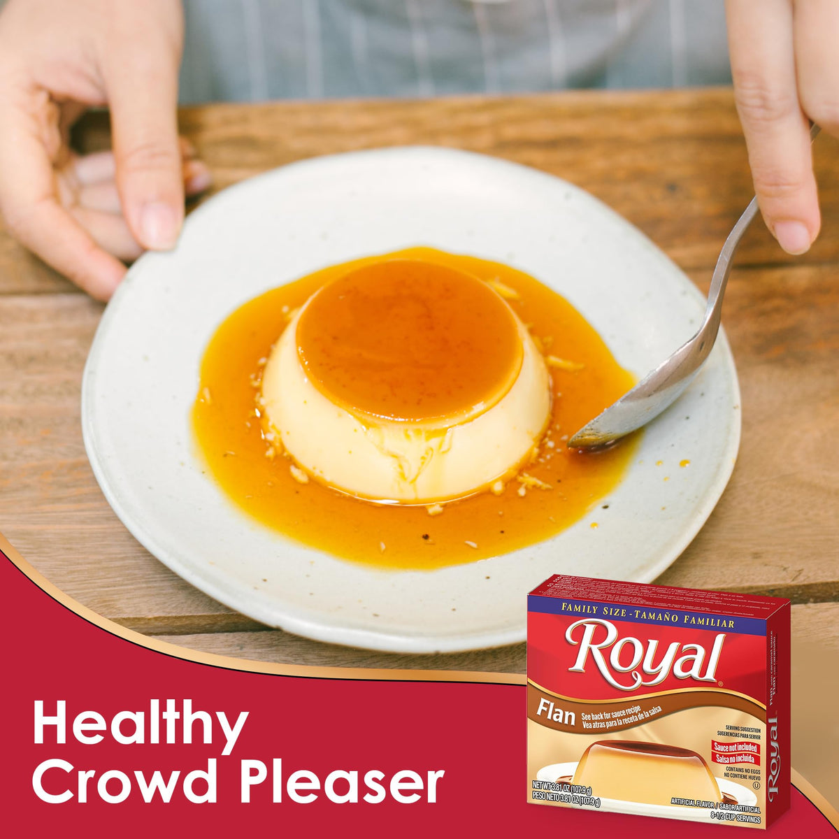 Royal family-size flan yields eight servings for gatherings