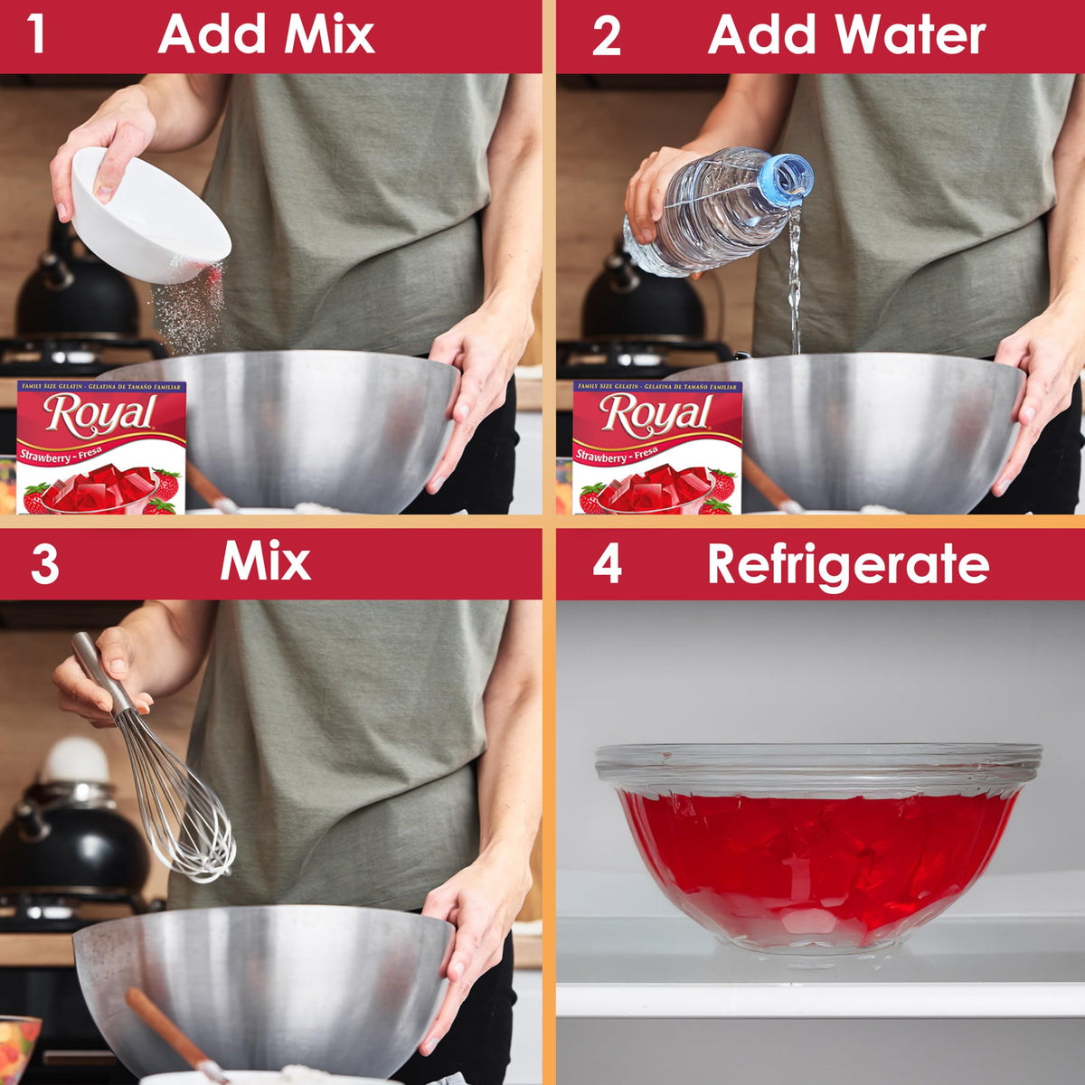 Royal Gelatin cherry box features bold flavor and versatile use