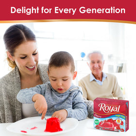 Royal gelatin sugar-free label highlights low-calorie option