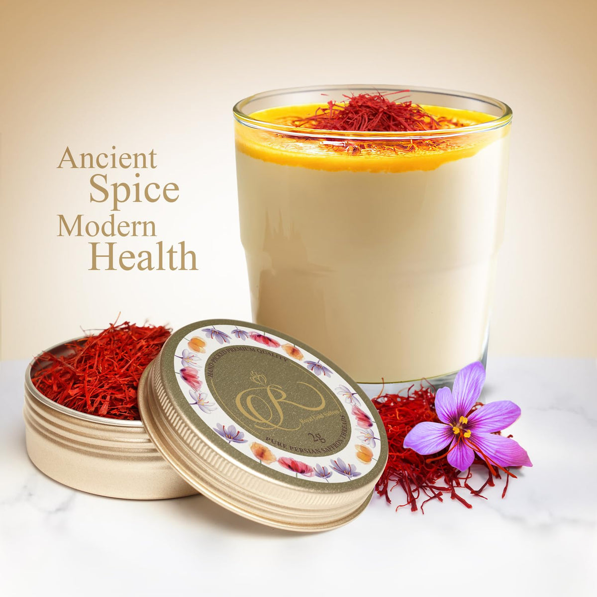 Royal Gold Saffron gift tin packaging preserving freshness and elegance