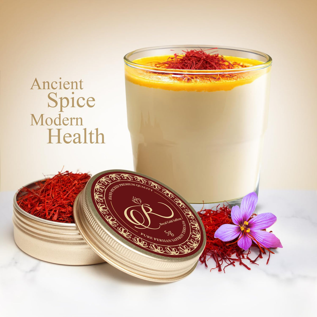 Royal Gold Saffron used in paella and risotto for vibrant color.
