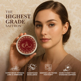 Royal Gold Saffron Super Negin threads reveal deep crimson color and aroma.