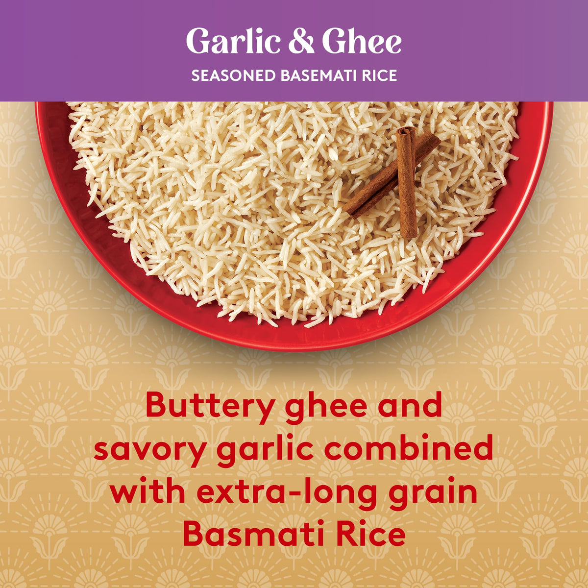 Royal Garlic & Ghee rice pairs with curries and veggies.