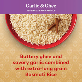 Royal Garlic & Ghee rice pairs with curries and veggies.