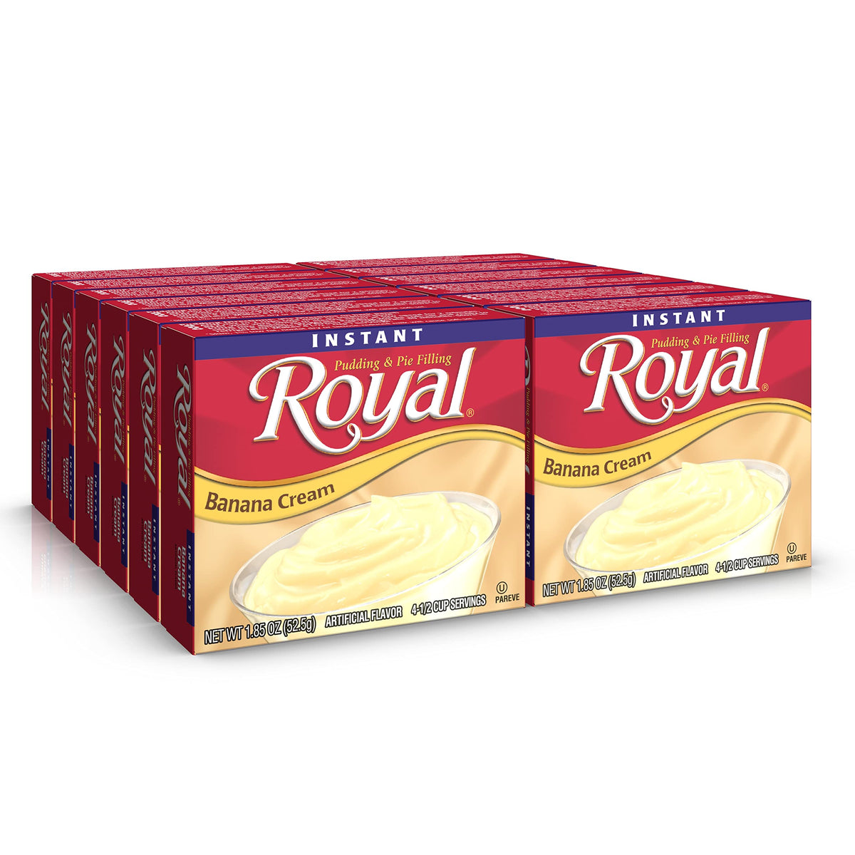 Royal Instant Pudding Banana Cream bowl ready for a quick, fat-free treat.