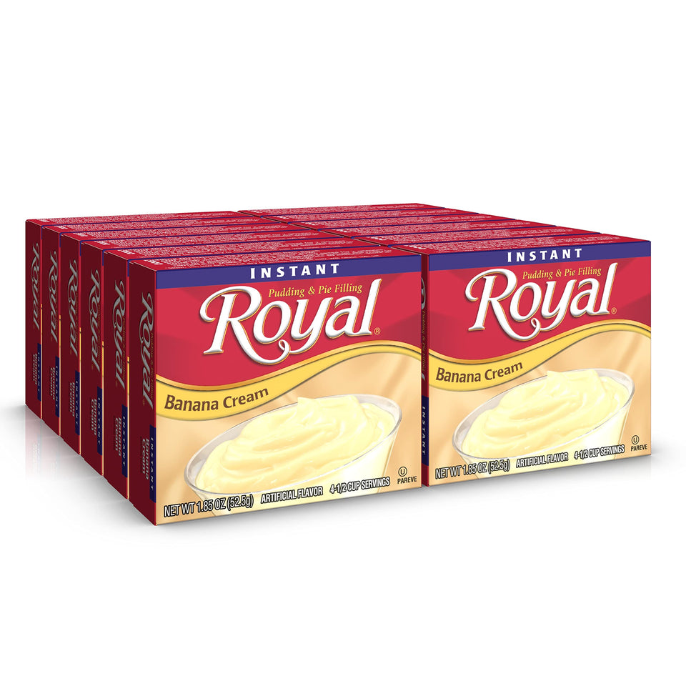 Royal Instant Pudding Banana Cream bowl ready for a quick, fat-free treat.
