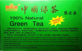 Royal King green tea bags offering natural flavor and polyphenols for a wellness break.