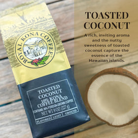 Royal Kona Coffee beans close-up highlights quality Kona blend and roast depth