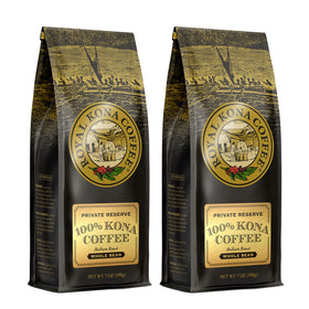 Royal Kona Coffee Private Reserve 2-pack — rich whole bean aroma for a smooth cup.