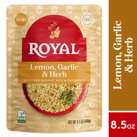 Nutrition label on Royal Lemon Garlic Herb Rice with Chickpeas.