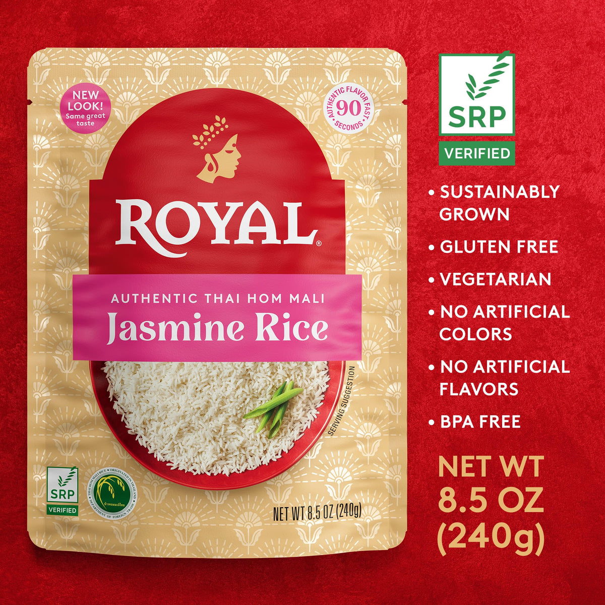 Royal Jasmine rice long grain with fragrant aroma ideal as a side.