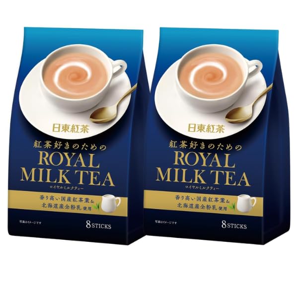 Royal Milk Tea sticks 8-pack front view, convenient instant tea for quick indulgence.