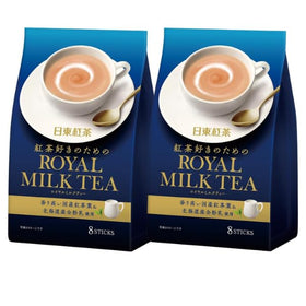 Royal Milk Tea sticks 8-pack front view, convenient instant tea for quick indulgence.