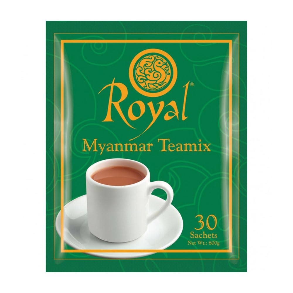 Royal Myanmar Tea Mix 30-packets front view shows authentic Burmese 3-in-1 blend ready to brew