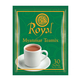 Royal Myanmar Tea Mix 30-packets front view shows authentic Burmese 3-in-1 blend ready to brew