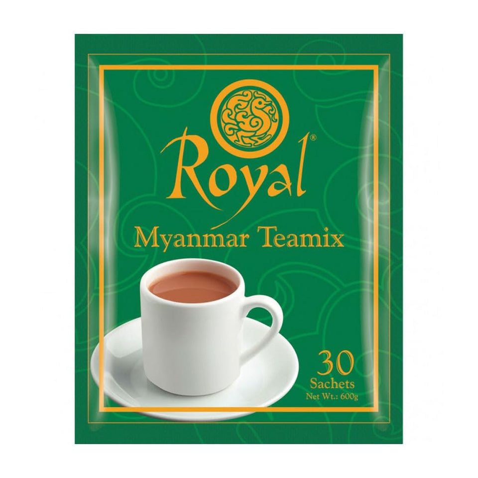 Royal Myanmar Tea Mix 30-packets front view shows authentic Burmese 3-in-1 blend ready to brew