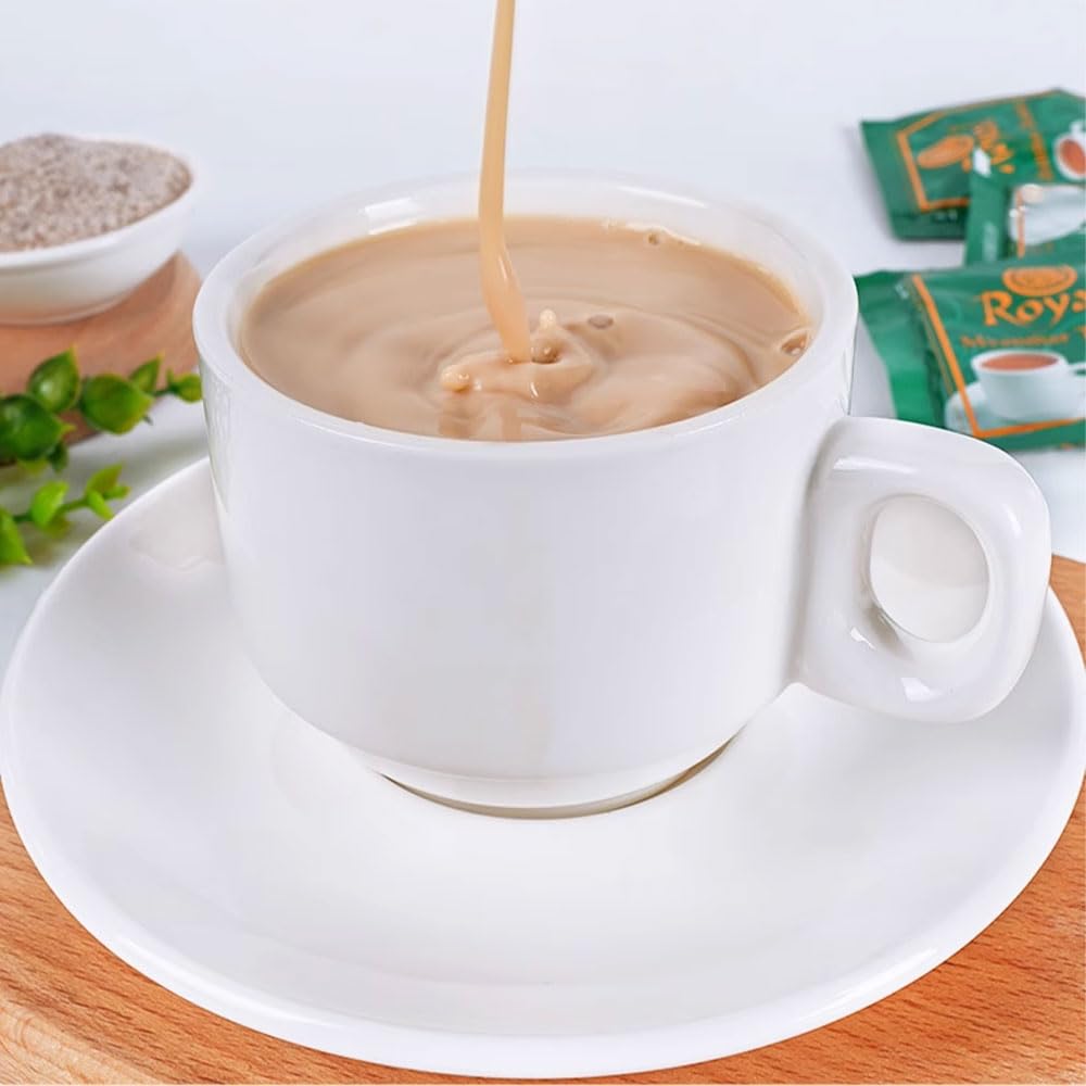 Royal Myanmar Tea Mix instant powder dissolving in hot water for a quick cup