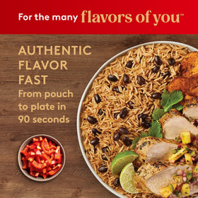 Royal ready-to-heat pouch with steam rising from rice