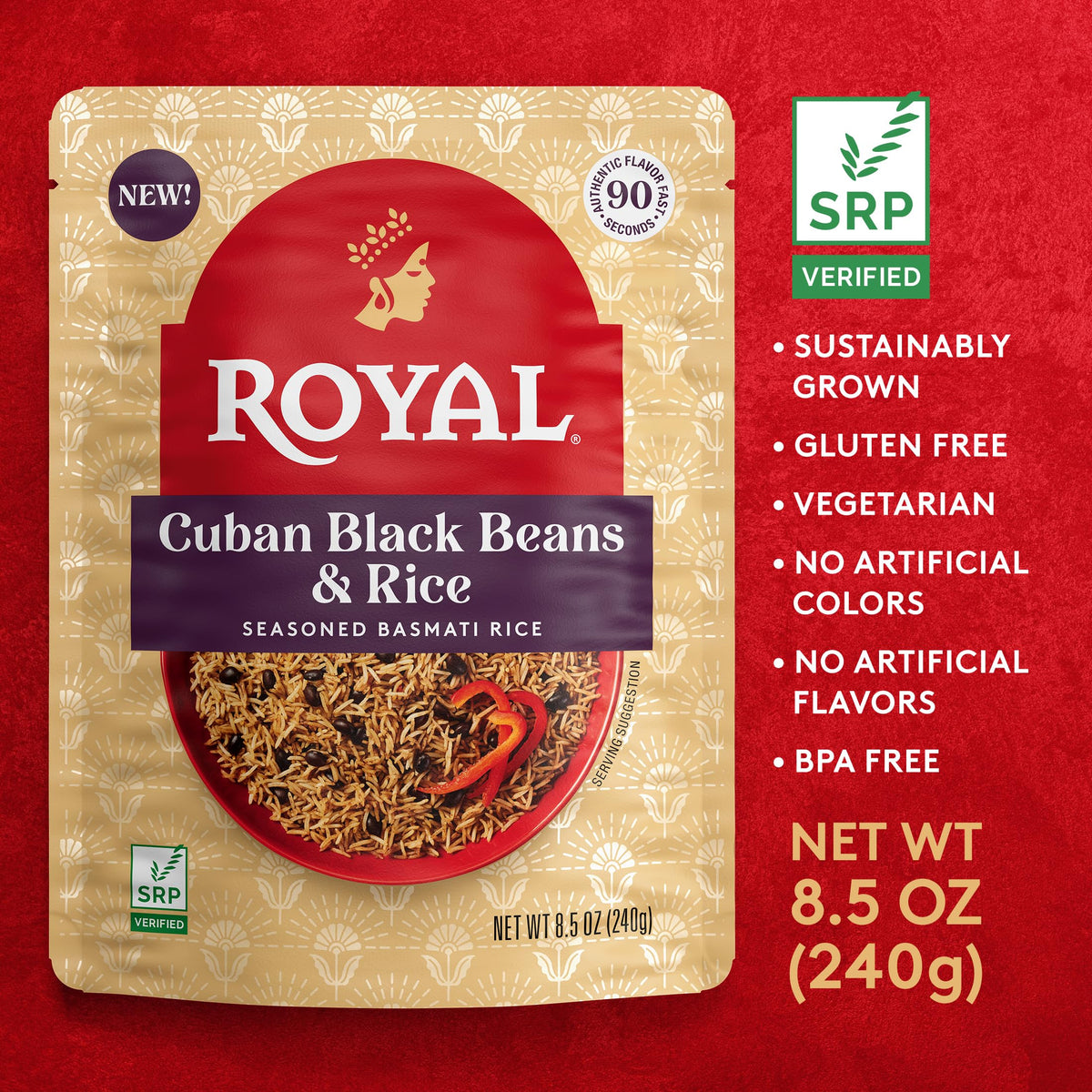 Royal ready-to-heat pouch showing microwave preparation steps