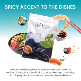 Royal Seafood Distribution organic gluten-free wasabi powder ideal for gluten-free meals.