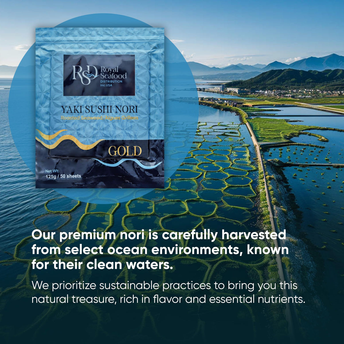 Royal Seafood Nori Gold resealable pouch keeps sheets fresh.